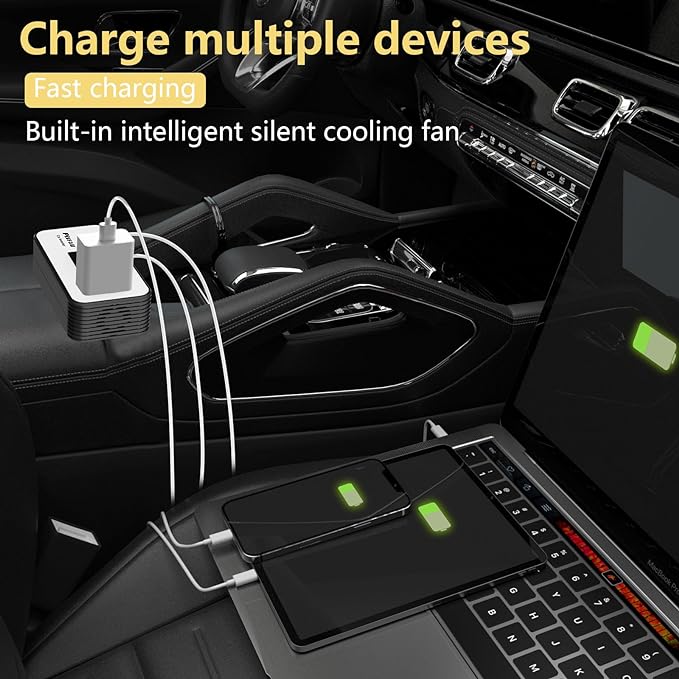 200W Car Power Inverter, PiSFAU DC 12V to 110V AC Car Plug Adapter Outlet - Image 2