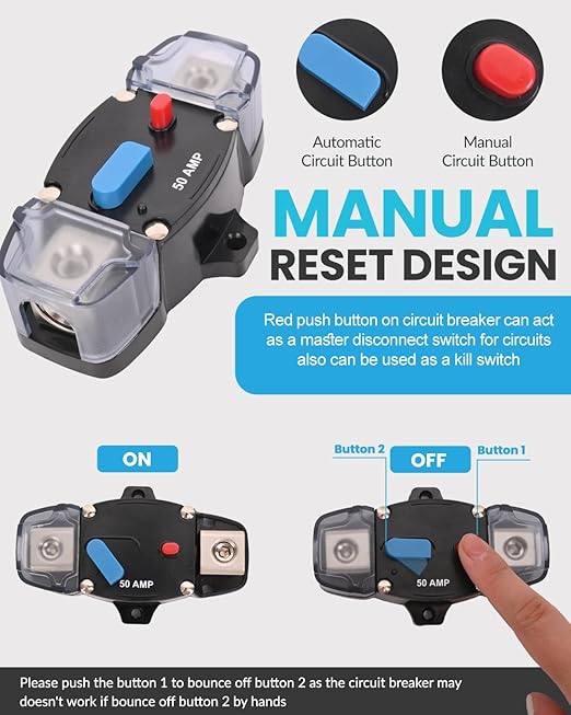 80 Amp Circuit Breaker 12-48 Volt DC 80A Self Recovery Resettable High Amp - Image 3