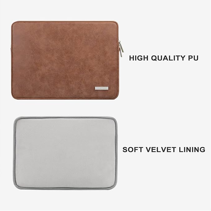RAINYEAR 15 Inch Laptop Sleeve PU Suede Leather Case Padded Cover Water - Image 2