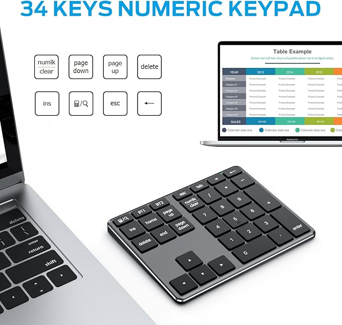 iClever Number Pad, Aluminum Wireless Number Pad - Image 7