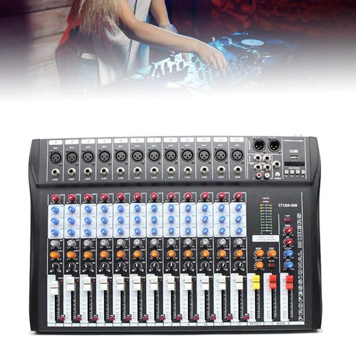 12 Channel Audio Mixer, DJ Soundboard Sound Mixer Console - Image 2