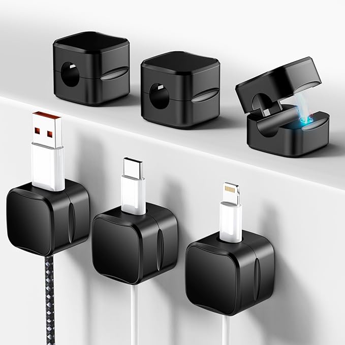 SaiTech IT Pack of 6 Magnetic Cable Clips, Cord Organizer Holder, by SaiTechIT