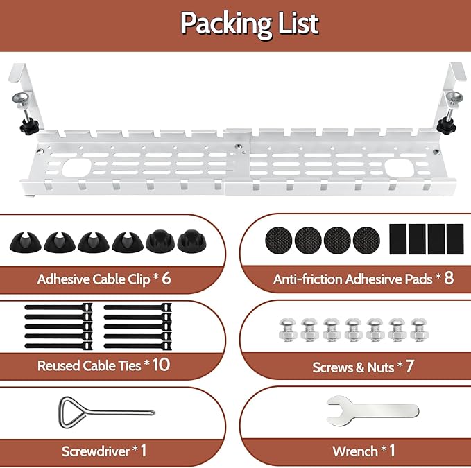 Shikha Cable Management Under Desk, 15.7"-31" Retractable Cable Management Tray - Image 8