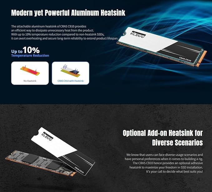 KLEVV CRAS C910 1TB M.2 2280 NVMe PCIe Gen4x4 Laptop & Desktop Internal SSD - Image 4
