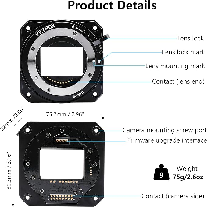 VILTROX E-T10 II Lens Mount Adapter, E Mount Lens to Z-CAM Cinema Cameras - Image 8
