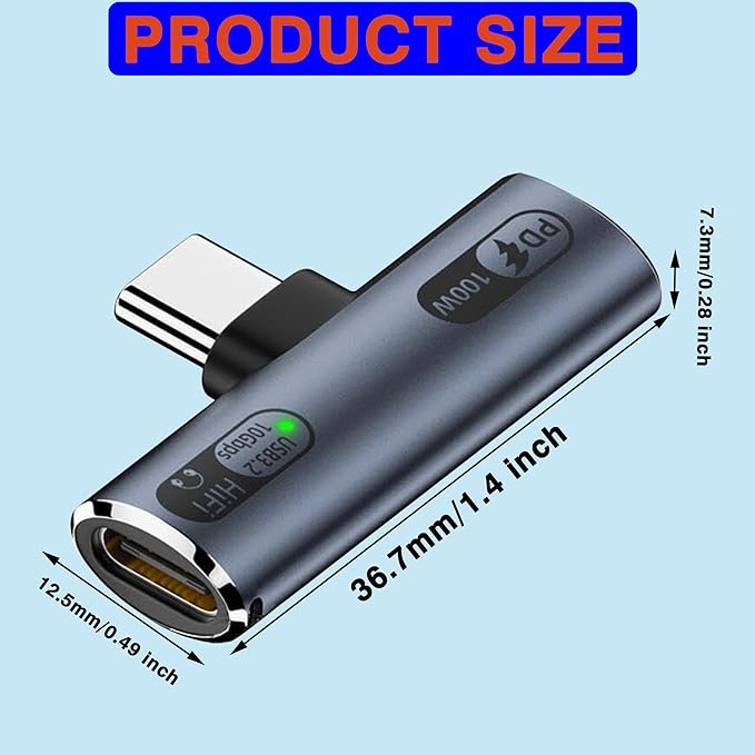 2-in-1 USB-C Splitter with 100W Fast Charging, Dual USB-C Ports - Image 2