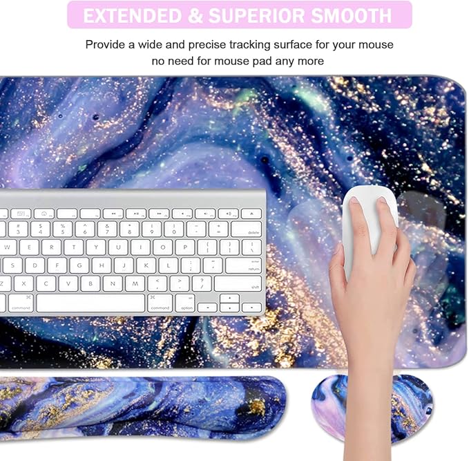 Keyboard Mouse Pad Set, Extended Mouse Pad+Keyboard Wrist Rest Support - Image 4