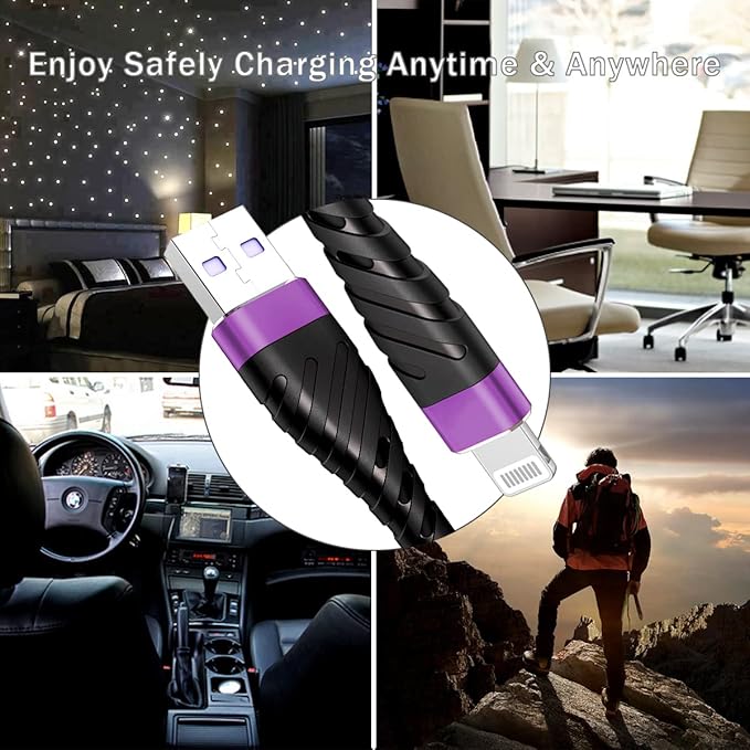 OIITH MFi Certified for iPhone Charger Cable 6Ft, 3 Pack Long for Lightning - Image 7