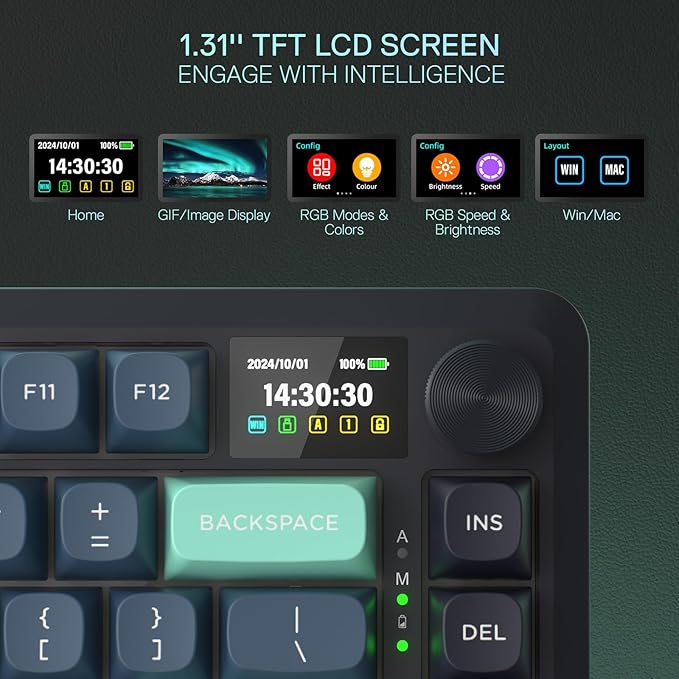 Redragon K724 PRO Wireless Gasket Gaming Keyboard w/Hype Screen & Knob - Image 5