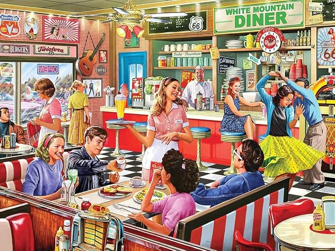 White Mountain Puzzles American Diner, 1000 Piece Jigsaw Puzzle by WhiteMountain