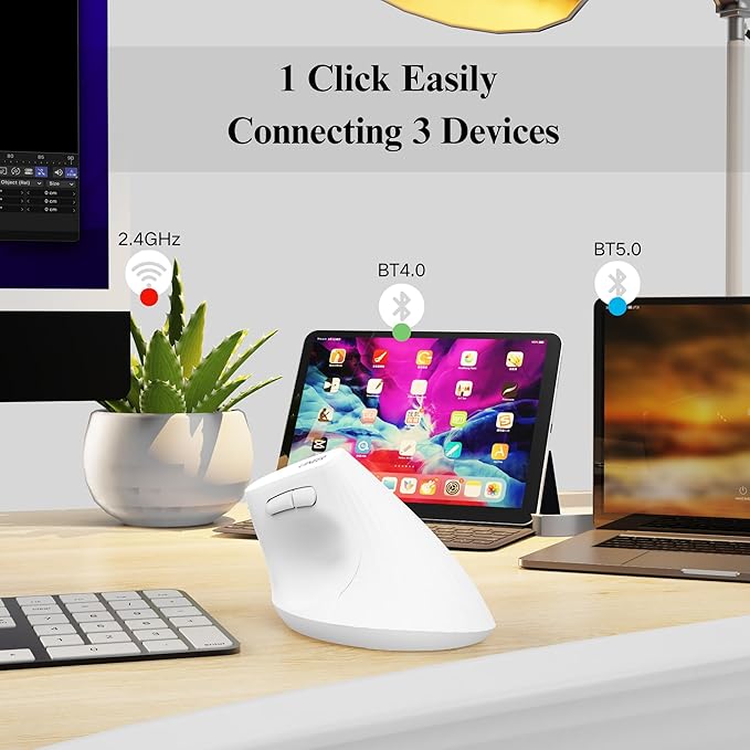 Vertical Wireless Mouse, Rechargeable Mouse - Image 2