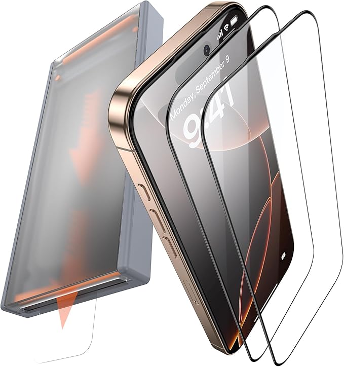 3 Pack for iPhone 16 Plus Tempered Glass Screen Protector, Dust Free CABIN by FUNCATGLOBAL