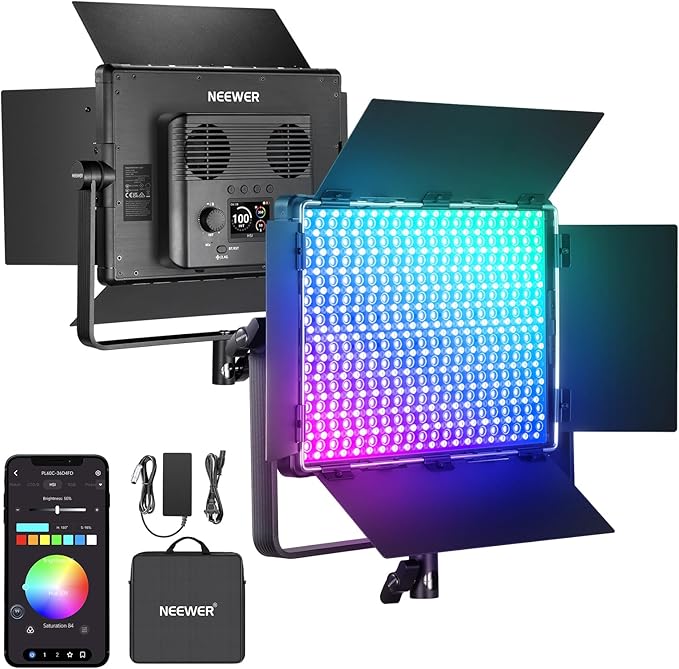 NEEWER PL60C RGB LED Panel Video Light APP/2.4G/DMX Control, 60W 23000Lux/0.5m by Neewer