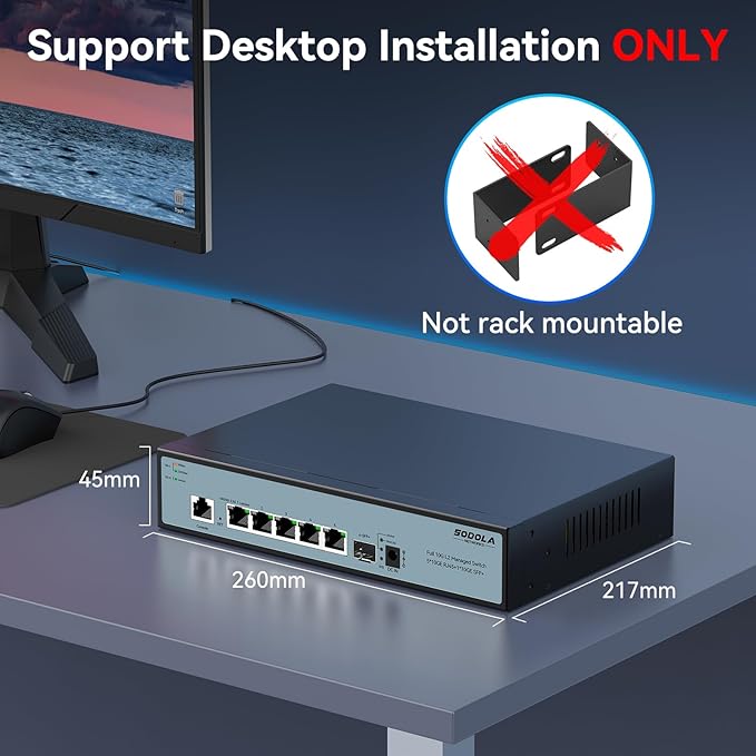 SODOLA 10Gb L2 Managed Switch, 5 x 10G RJ-45 Ports, 1 x 10G SFP+ Port, Support - Image 7
