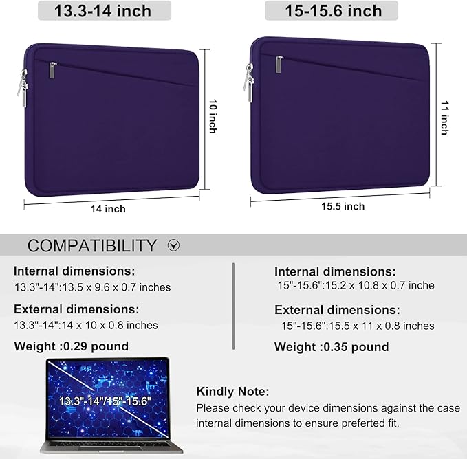 15.6 inch Laptop Sleeve Case, Durable Computer Carrying Bag Protective Case - Image 6