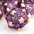 7PCS Metal DND Dice Set with Box, Debris RPG Purple D and D Dice by ORIFANTOU