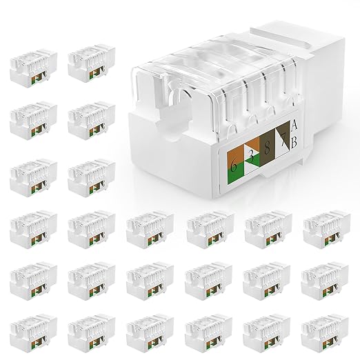Keystone Jack 25-Pack, RJ45 Cat6 Keystone Jacks, Cat6 Ethernet Jack 90 Degree by Awishwell