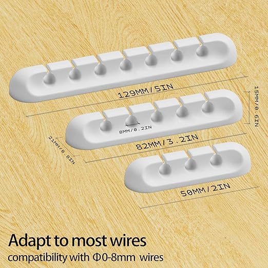 USB Cable Organizer Clips Cord Holder, 10 Packs White Self Adhesive Desk Cord - Image 2