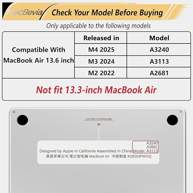 Compatible with MacBook Air 13.6 inch Case, M4 A3240/M3 A3113/M2 A2681 - Image 2