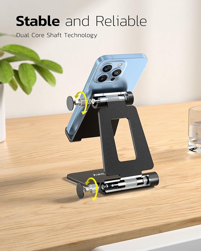 Nulaxy 2 Pack Dual Folding Cell Phone Stand, Fully Adjustable Foldable Desktop - Image 4