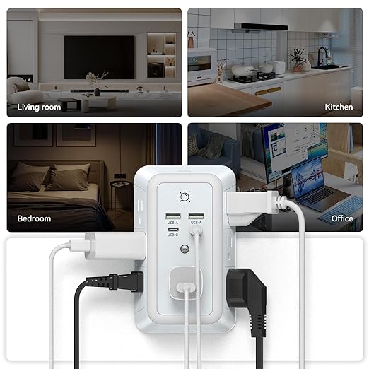 Multi Plug Outlet, USB Wall Charger, Surge Protector, 7 Outlet Extender - Image 6