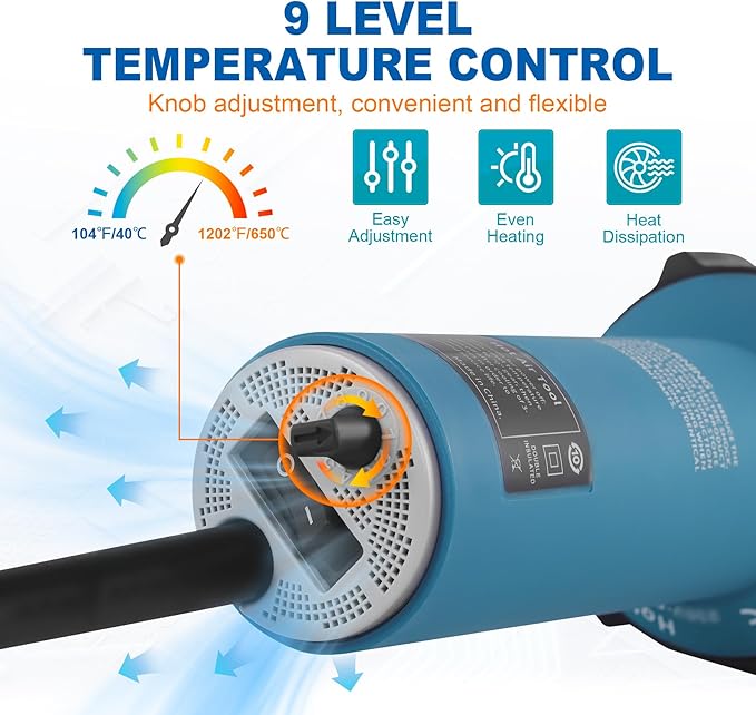 Iglobalbuy 1600W Hot Air Welder Heating Gun Kit, Handheld Hot Air Vinyl PVC TPO - Image 4