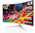 CRUA 32" White Curved Monitor, 4K UHD 1500R VA Screen, 75Hz Computer Monitor by CRUA