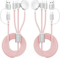 2Pack Pink-Travel Essentials 3 in 2 USB C Cable by ChargeBeyondPowerWithin