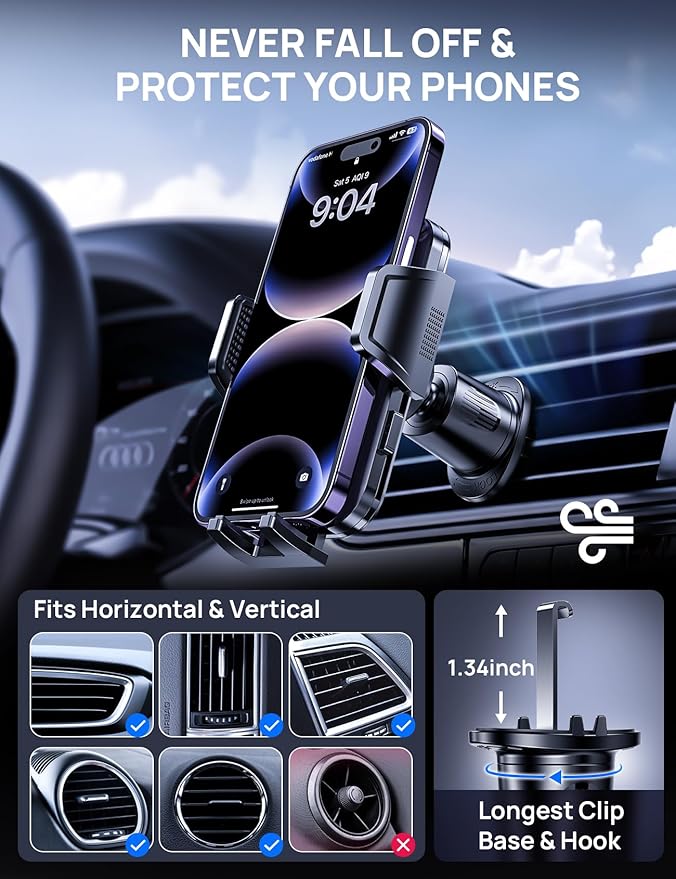 Car Phone Holder Mount for Air Vent, 360° Adjustable Vent Clip, Compatible - Image 4