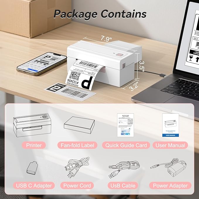 Bluetooth Thermal Shipping Label Printer, Wireless 4x6 Shipping Label Printer - Image 8