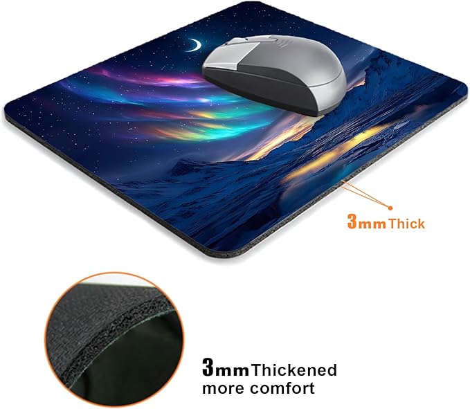 Night Sky Aurora Mountains Mouse Pads - Image 3