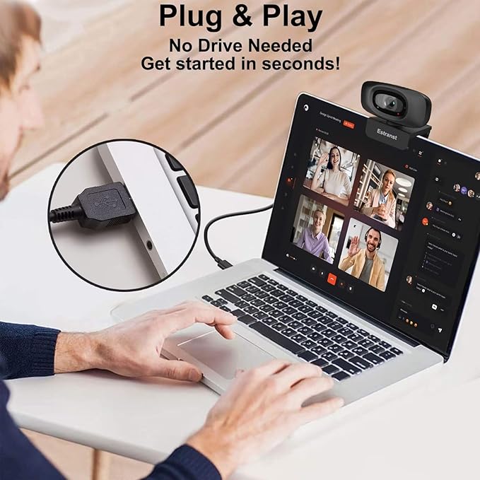 2K Quad HD Webcam with Privacy Cover & Noise-Canceling Microphone & USB C - Image 6