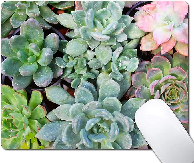 Cute Succulents Mouse Pad, Kawaii Succulent Mouse Pad by EASTSMOOTH