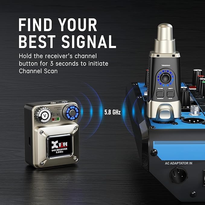 Xvive U45 Wireless in Ear Monitor System 5.8ghz IEM System Transmitter and - Image 3