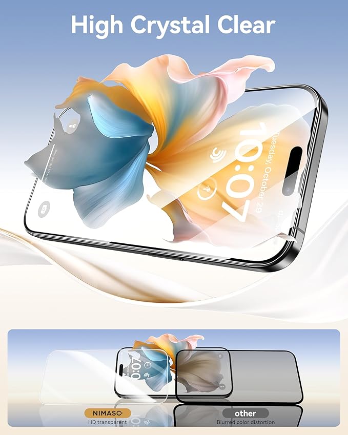 NIMASO for iPhone 16/15 Screen Protector, 3 Pack Tempered Glass Screen - Image 3