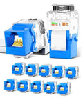 AMPCOM CAT6A UTP RJ45 Keystone Jack 50u Gold Plating Reusable Ethernet Wall Jack by AMPCOM
