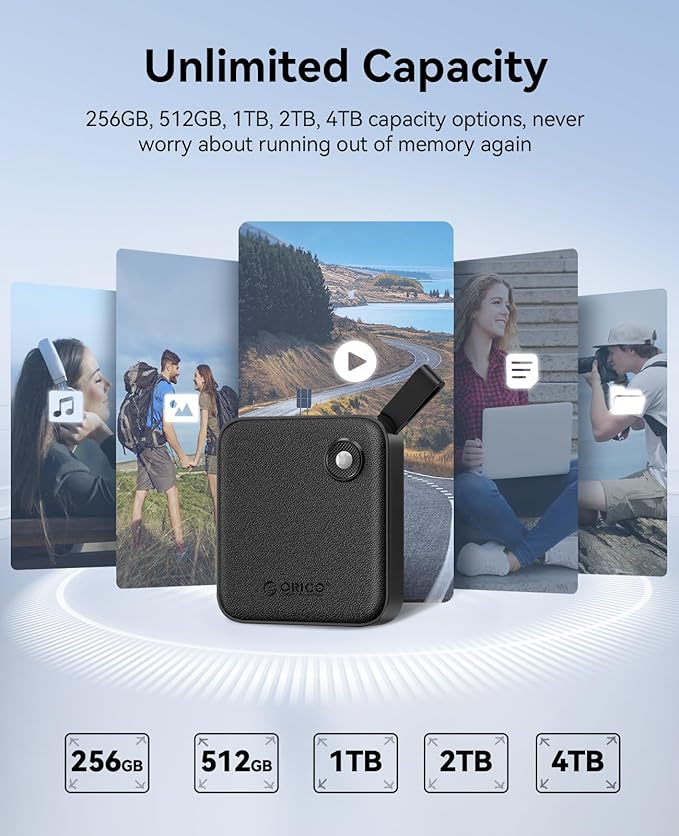 ORICO Portable SSD 2 TB with 2 in 1 USB C Cable, External Solid State Drives - Image 3