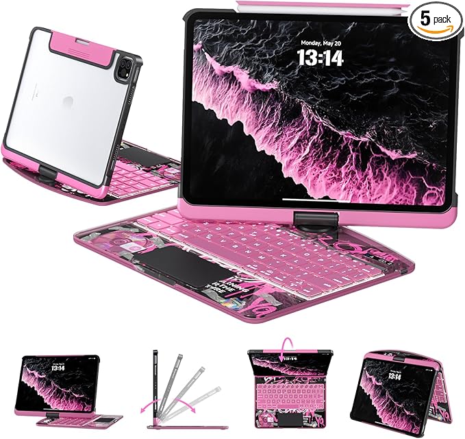Transparent Case with Keyboard iPad Air 11 Inch, Compatible 10.9" iPad Air by Tiaota