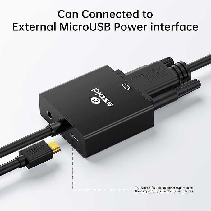 HDMI to VGA Adapter with 3.5mm Audio & USB Power – 1080P Converter - Image 4