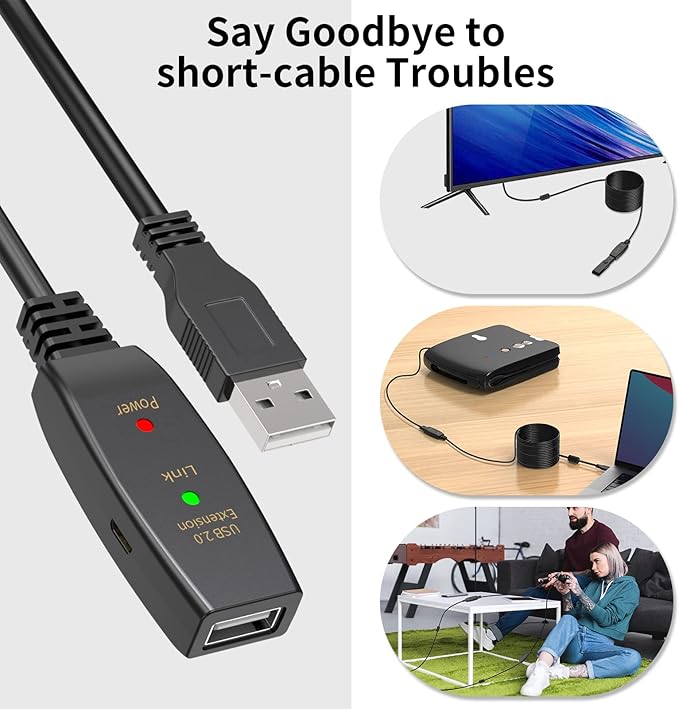 LDKCOK 60FT Active USB Extension Cable 2.0 Male to Female - Image 7
