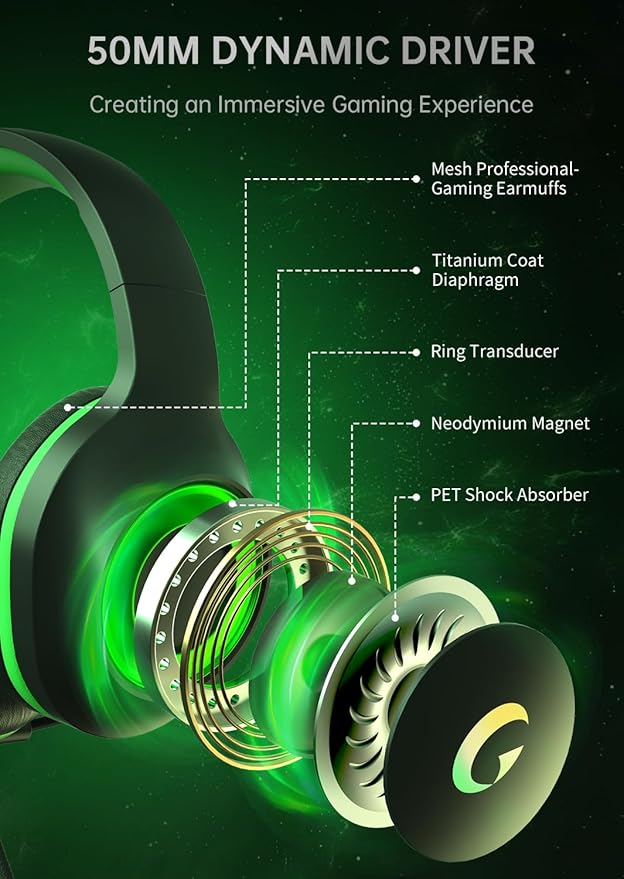 CM7002 Gaming Headset for PS5, Xbox Series, Surround Sound RGB Gaming Headphones - Image 4