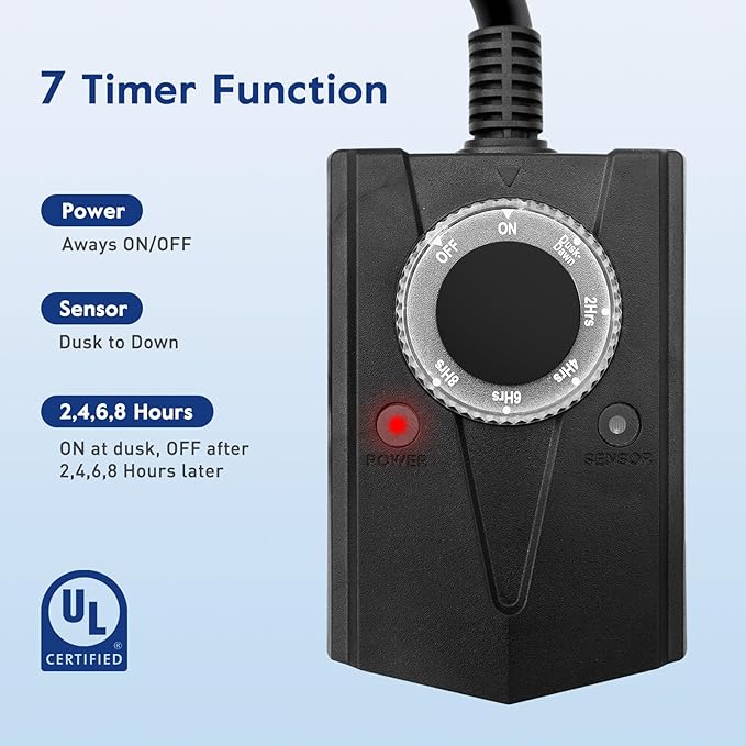 Outdoor Mechanical Light Timer Waterproof, Dusk to Dawn Plug in Timer Switch - Image 2
