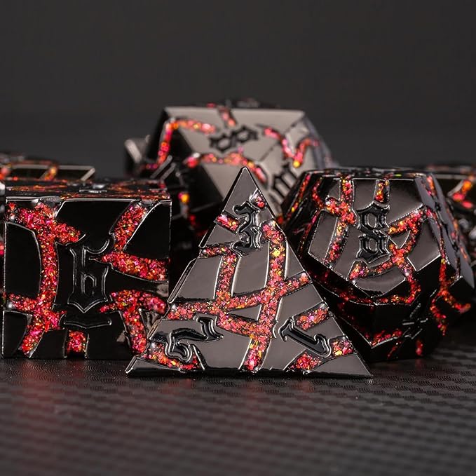 Crack Glitter Metal Dice, RPG Polyhedral Stripe Dice - Image 3