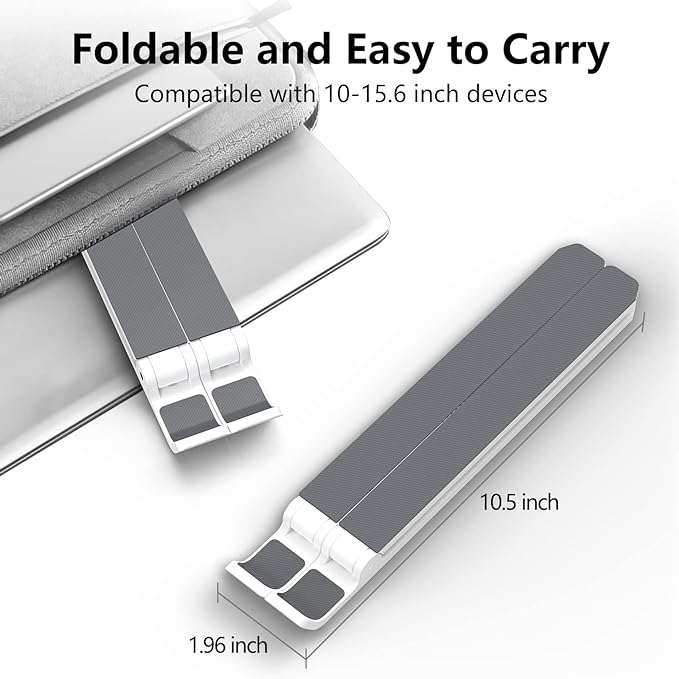 Laptop Stand for Desk, Adjustable Laptop Riser ABS+Silicone Foldable Portable - Image 4