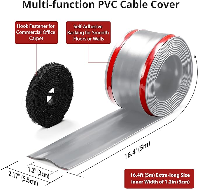 16.4ft Soft PVC Cord Cover, Self-Adhesive Cable Hider - Image 2
