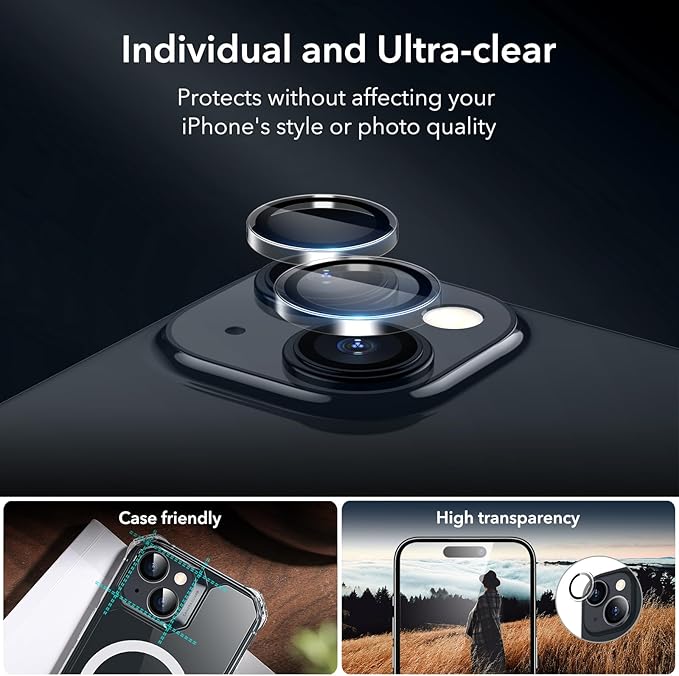 ESR 3+1 Pack for iPhone 15 Plus Screen Protector, 3 Black Edge Tempered-Glass - Image 5