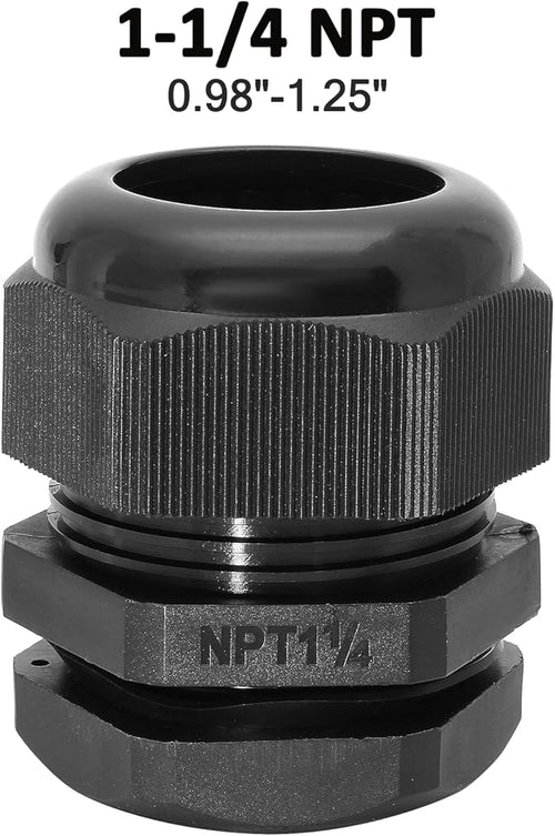 1-1/4" NPT Nylon Cable Glands, IP68 Waterproof Adjustable Cord Grip Cable - Image 2