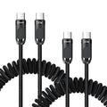 Coiled USB C to USB C Cable 2Pack 3FT Braided Retractable Fast Charging Cable by toocki