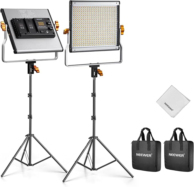 NEEWER 2 Pack Bi Color Dimmable 480 LED Video Light Kit, 28W 3200-5600K CRI96+ by Neewer