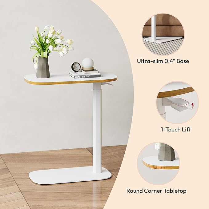 SANODESK Adjustable Overbed Bedside Table Pneumatic Adjustable Height Laptop - Image 7